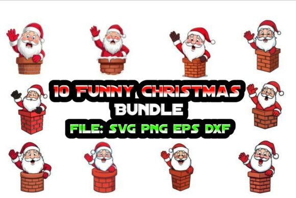 10 Funny Christmas Design Bundle for Graphics and Illustrations