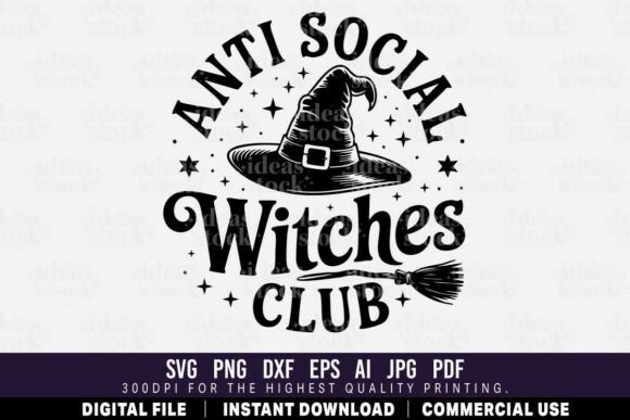 Anti Social Witches Club Graphics for Crafts