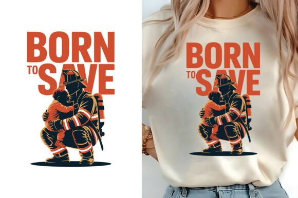 Born to Save Firefighter T-Shirt Design Graphics
