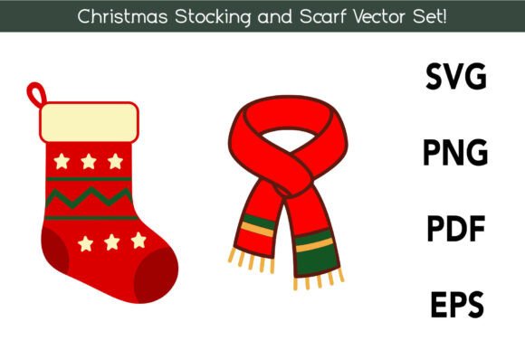 Christmas Stocking Scarf Vector Set for Festive Graphic Design
