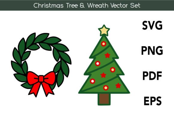 Christmas Tree Wreath Vector Set for Festive Graphics