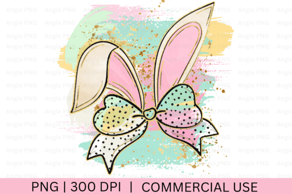 Coquette Watercolor Easter Bunny Ears Graphics for Crafts and Content