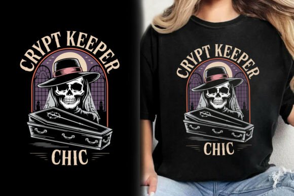 Crypt Keeper Chic Scary Skeleton T-Shirt Graphics