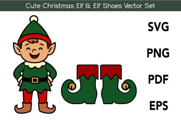 Cute Christmas Elf Elf Shoes Vector Graphics