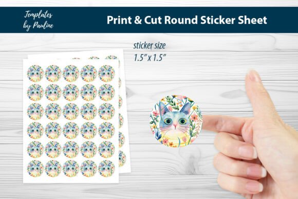 Floral Spring Cat Sticker for Embroidery Projects