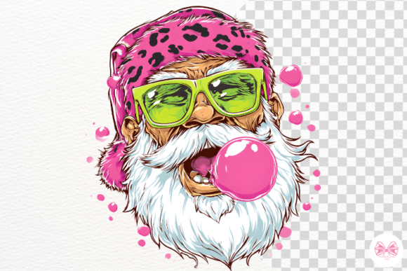 Funny Pink Santa Face Png for Crafts and Graphics