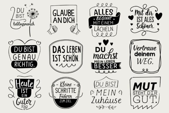 German Positive Sayings SVG Plotter for Crafting and Print Templates