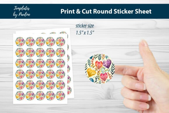 Gift Heart Round Sticker Sheet - A Playful Graphic Design Asset for Print Templates