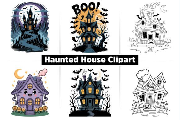 Haunted House Halloween Clipart SVG Pack for Branding and Packaging