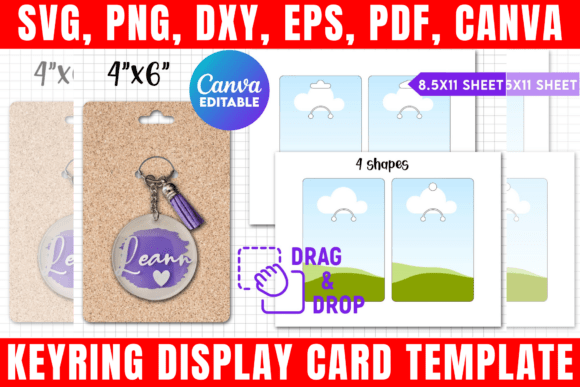 Keyring Display Card Canva Template for Print Templates and Graphics