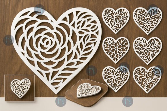 Laser Cut Floral Heart SVG Bundle for Celebrations