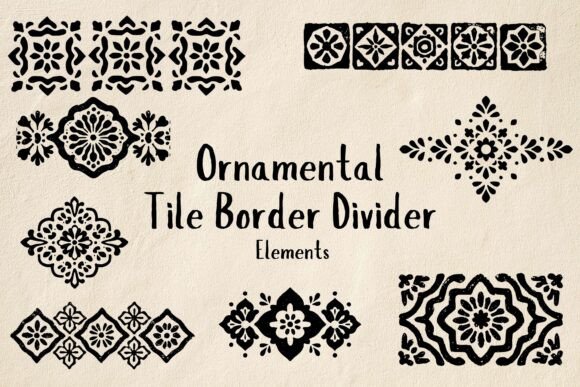 Ornamental Tile Border Divider for Icons and Graphics