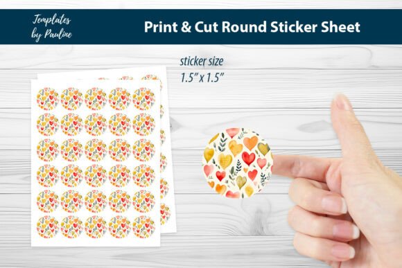 Scrapbooking Heart Round Sticker Sheet for Graphic Design