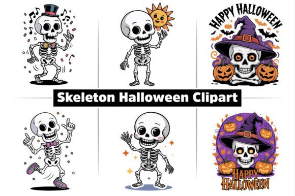 Skeleton Halloween Clipart Collections for Branding