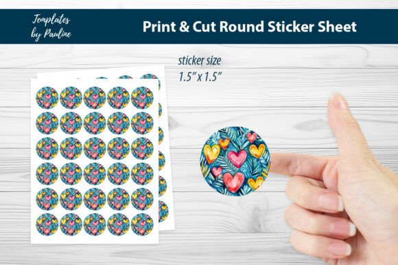 Teacher Heart Round Sticker Sheet – A Playful Graphic Design Asset for Print Templates