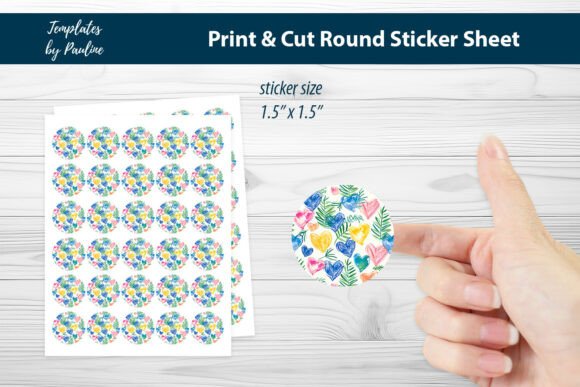 Wedding Heart Round Sticker Sheet for Print Templates and Graphics
